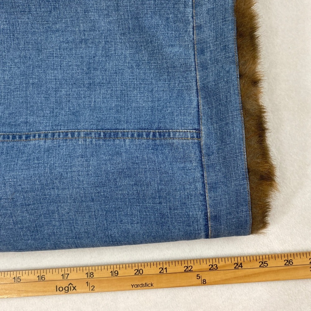Denim & Co Reversible Vest Women Medium Denim Brown Faux Fur Indie Layering - Picture 10 of 11
